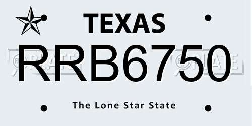 RRB6750 Texas License Plate