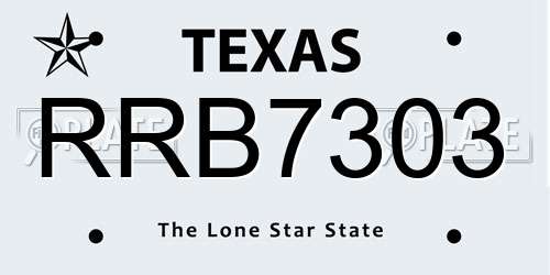 RRB7303 Texas License Plate