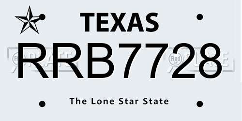 RRB7728 Texas License Plate