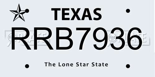 RRB7936 Texas License Plate