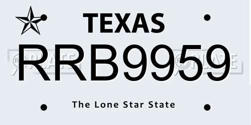 RRB9959 Texas License Plate
