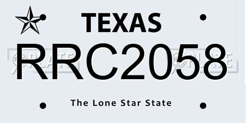 RRC2058 Texas License Plate