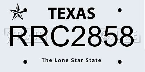 RRC2858 Texas License Plate