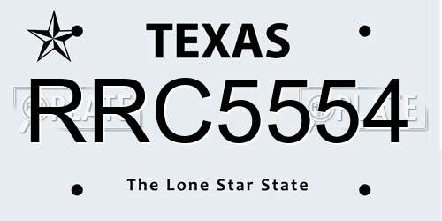RRC5554 Texas License Plate