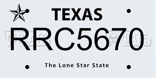 RRC5670 Texas License Plate