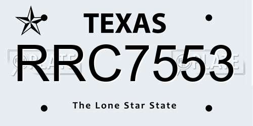 RRC7553 Texas License Plate