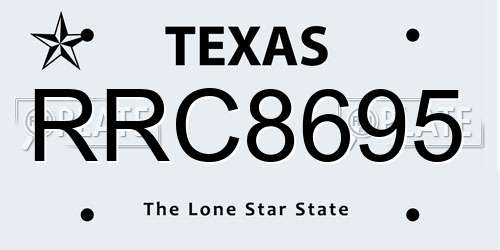 RRC8695 Texas License Plate