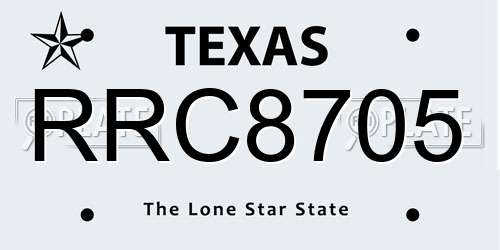 RRC8705 Texas License Plate
