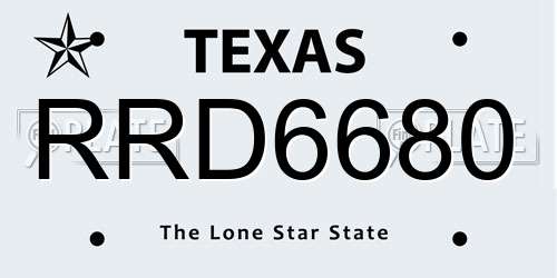 RRD6680 Texas License Plate