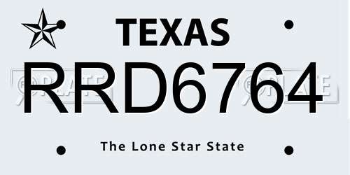 RRD6764 Texas License Plate
