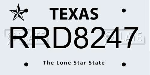 RRD8247 Texas License Plate