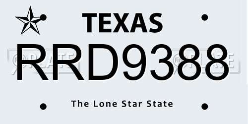 RRD9388 Texas License Plate