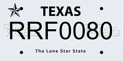 RRF0080 Texas License Plate