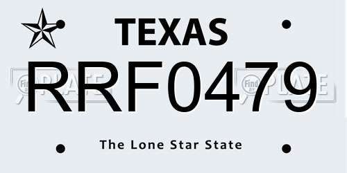 RRF0479 Texas License Plate