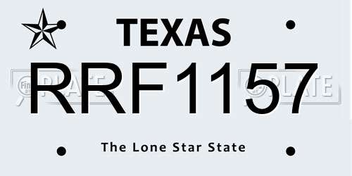 RRF1157 Texas License Plate