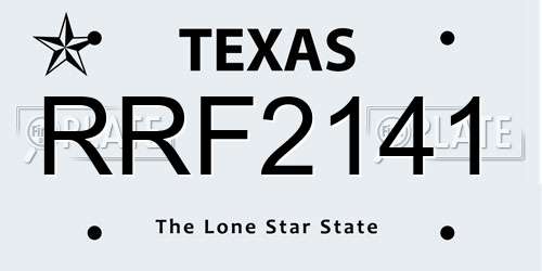 RRF2141 Texas License Plate