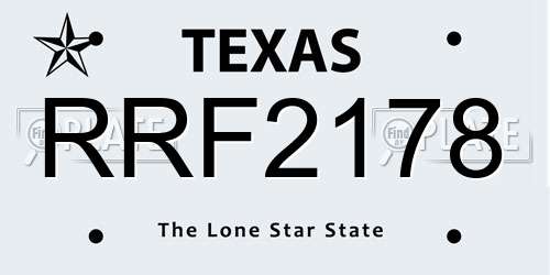 RRF2178 Texas License Plate