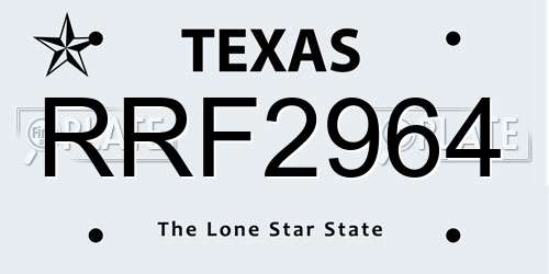 RRF2964 Texas License Plate