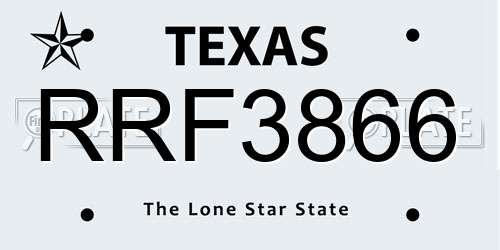 RRF3866 Texas License Plate