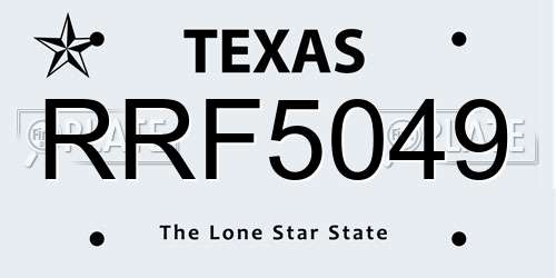 RRF5049 Texas License Plate