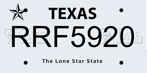 RRF5920 Texas License Plate