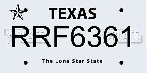 RRF6361 Texas License Plate