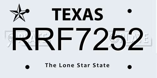 RRF7252 Texas License Plate
