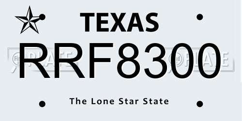 RRF8300 Texas License Plate