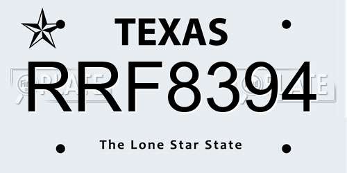 RRF8394 Texas License Plate