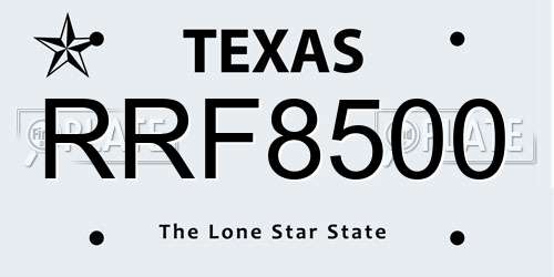 RRF8500 Texas License Plate