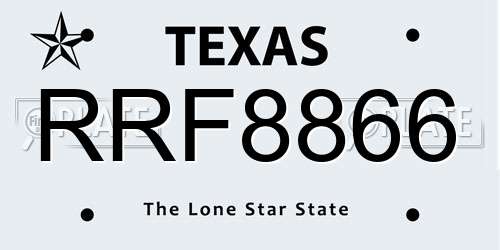 RRF8866 Texas License Plate
