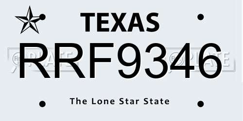 RRF9346 Texas License Plate