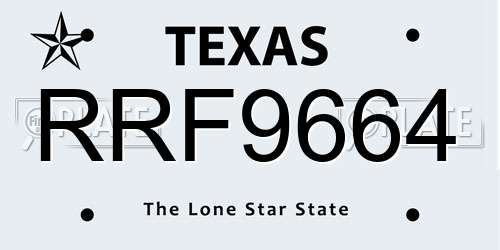 RRF9664 Texas License Plate