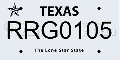 RRG0105 Texas License Plate