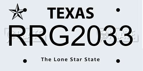 RRG2033 Texas License Plate
