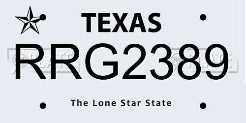 RRG2389 Texas License Plate