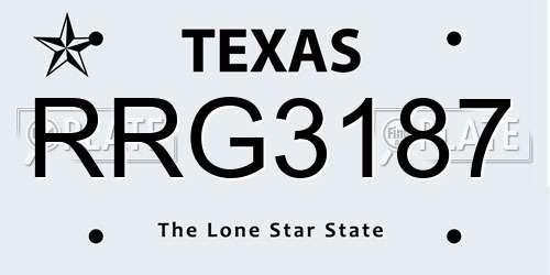 RRG3187 Texas License Plate