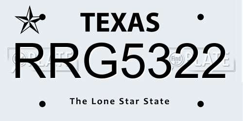RRG5322 Texas License Plate