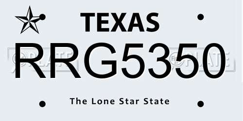 RRG5350 Texas License Plate