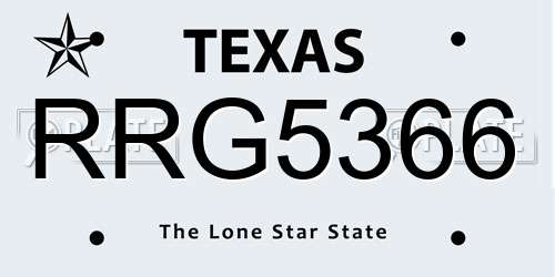RRG5366 Texas License Plate