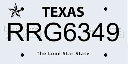 RRG6349 Texas License Plate