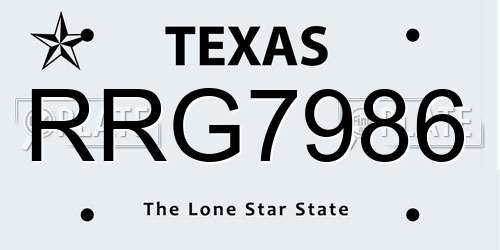 RRG7986 Texas License Plate