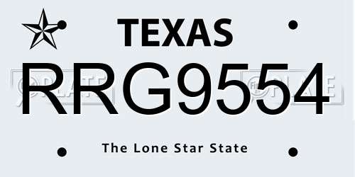 RRG9554 Texas License Plate