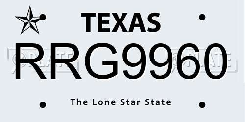 RRG9960 Texas License Plate