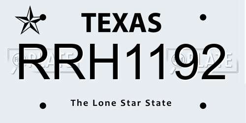 RRH1192 Texas License Plate