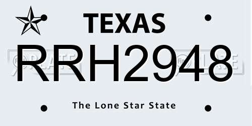 RRH2948 Texas License Plate