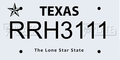 RRH3111 Texas License Plate