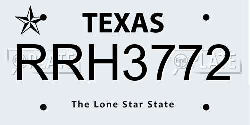 RRH3772 Texas License Plate