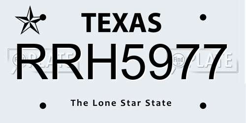 RRH5977 Texas License Plate