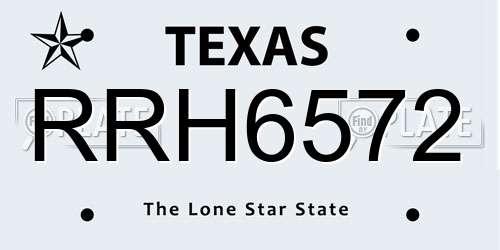 RRH6572 Texas License Plate